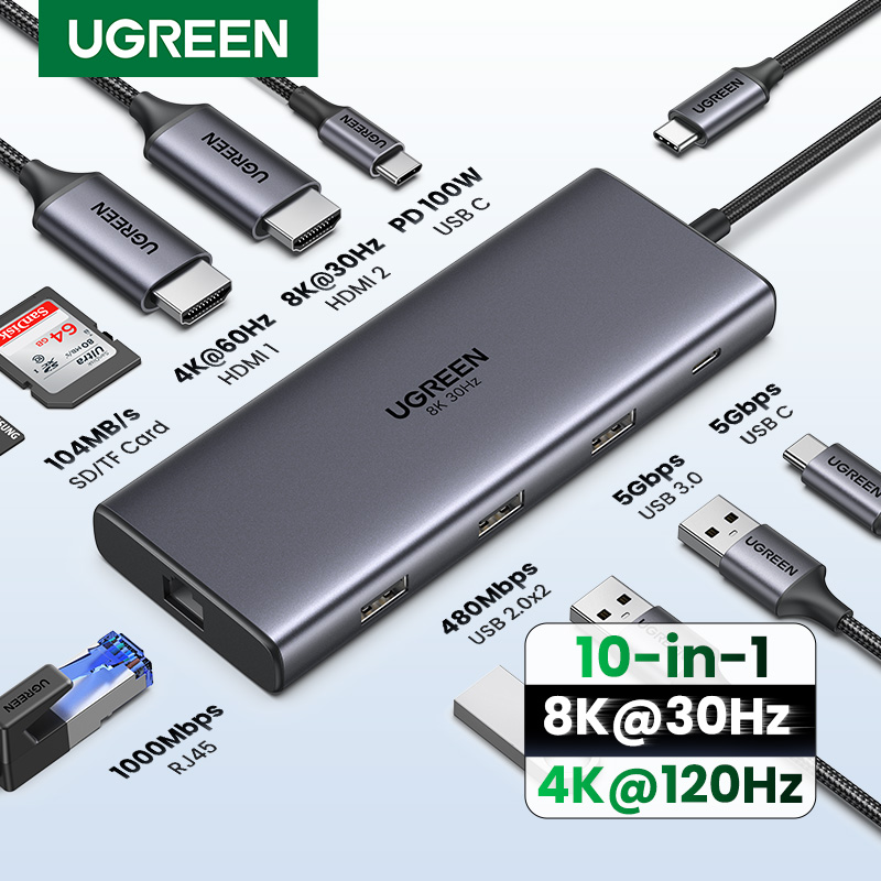 UGREEN Dual HDMI USB-C HUB 8K  – обзор и цена Laptop Accessories Hub